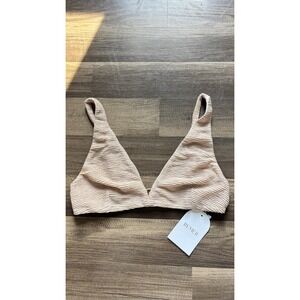 $168 NWT Rumer Cassidy Bralette Women Large Nude Textured Triangle Swim Top